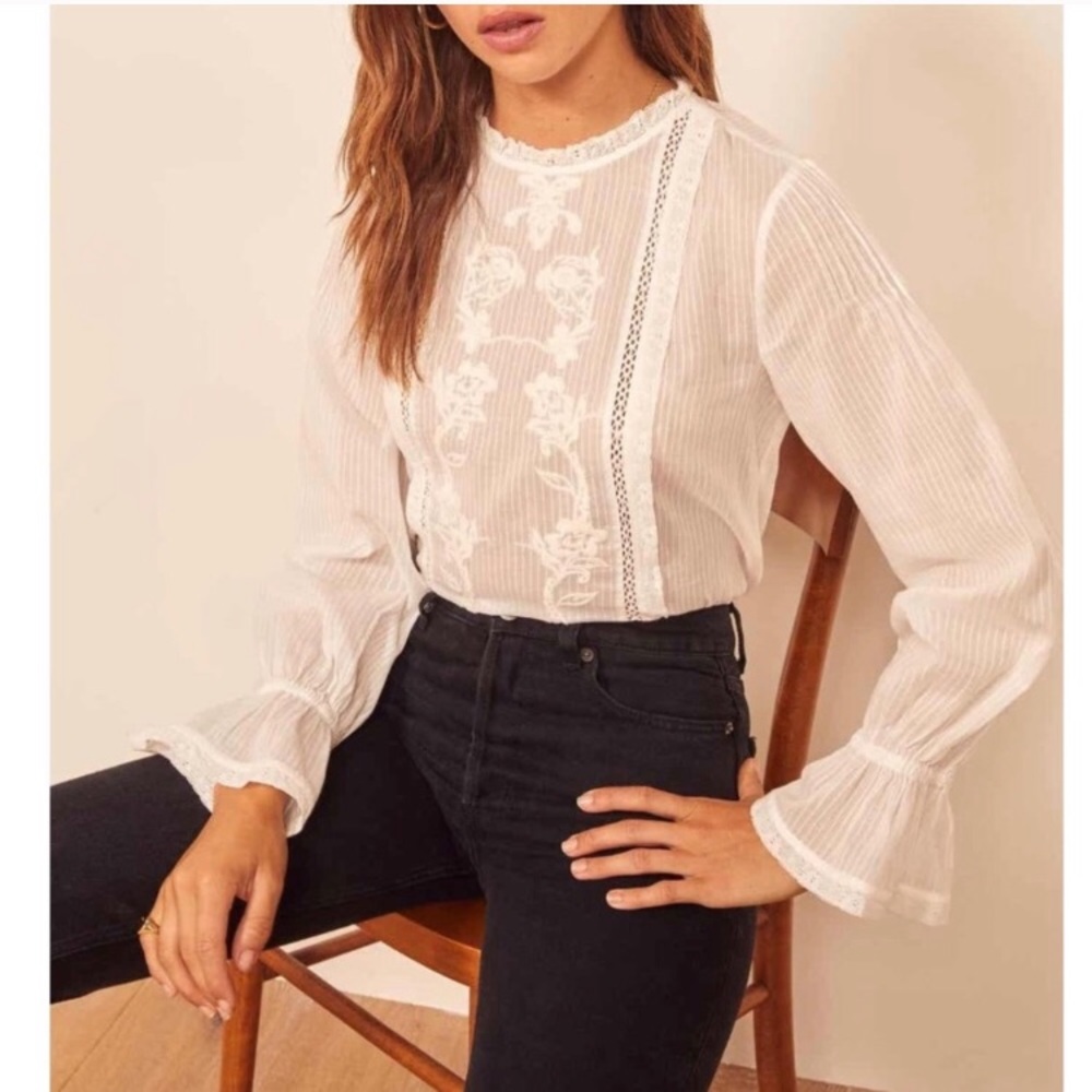 Reformation Bessie Embroidered Blouse